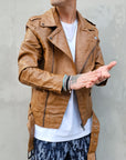 Giacca Chiodo Martellato Cammello