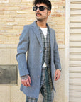 Cappotto Monopetto Grigio Tramato