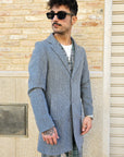 Cappotto Monopetto Grigio Tramato