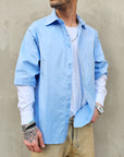 Camicia Manica contrasto celeste