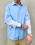 Camicia Manica contrasto celeste