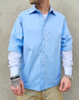 Camicia Manica contrasto celeste