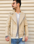 Giacca Chiodo In Ecopelle Beige