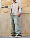 Camicia Beige Manica Contrasto