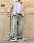 Camicia Beige Manica Contrasto