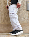 Jeans Cargo Baggy Bianco