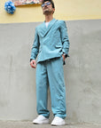 Abito Doppiopetto Baggy Fit Verde Acqua