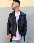 Giacca Chiodo In Ecopelle Nero
