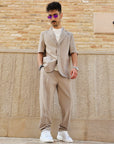 Abito Monopetto Beige Manica Corta