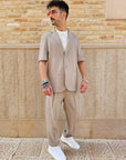 Abito Monopetto Beige Manica Corta