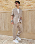 Abito Monopetto Beige Manica Corta