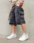 Bermuda Jeans Cargo Dark Grey Multipocket