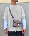 Pochette Uomo Bag Tracolla Chiusura Acciaio