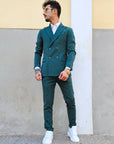 Abito Doppiopetto 4 Bottoni Verde Gucci Slim
