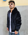 Giubbino Bomber Pelliccia Reversibile Nero