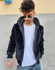 Giubbino Bomber Pelliccia Reversibile Nero