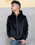 Giubbino Bomber Pelliccia Reversibile Nero
