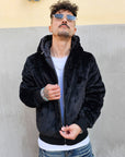 Giubbino Bomber Pelliccia Reversibile Nero