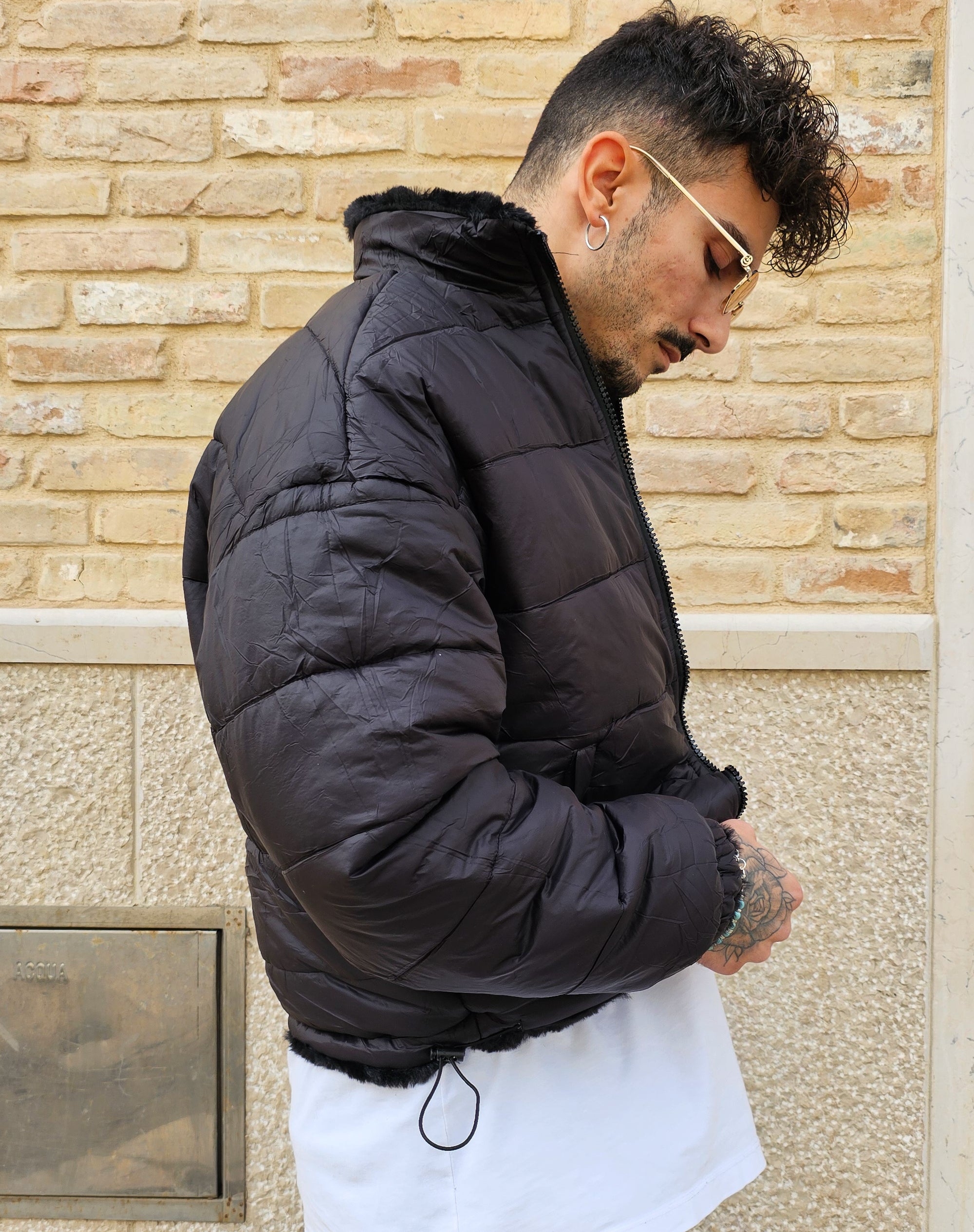 Giubbino Bomber Pelliccia Reversibile Crop