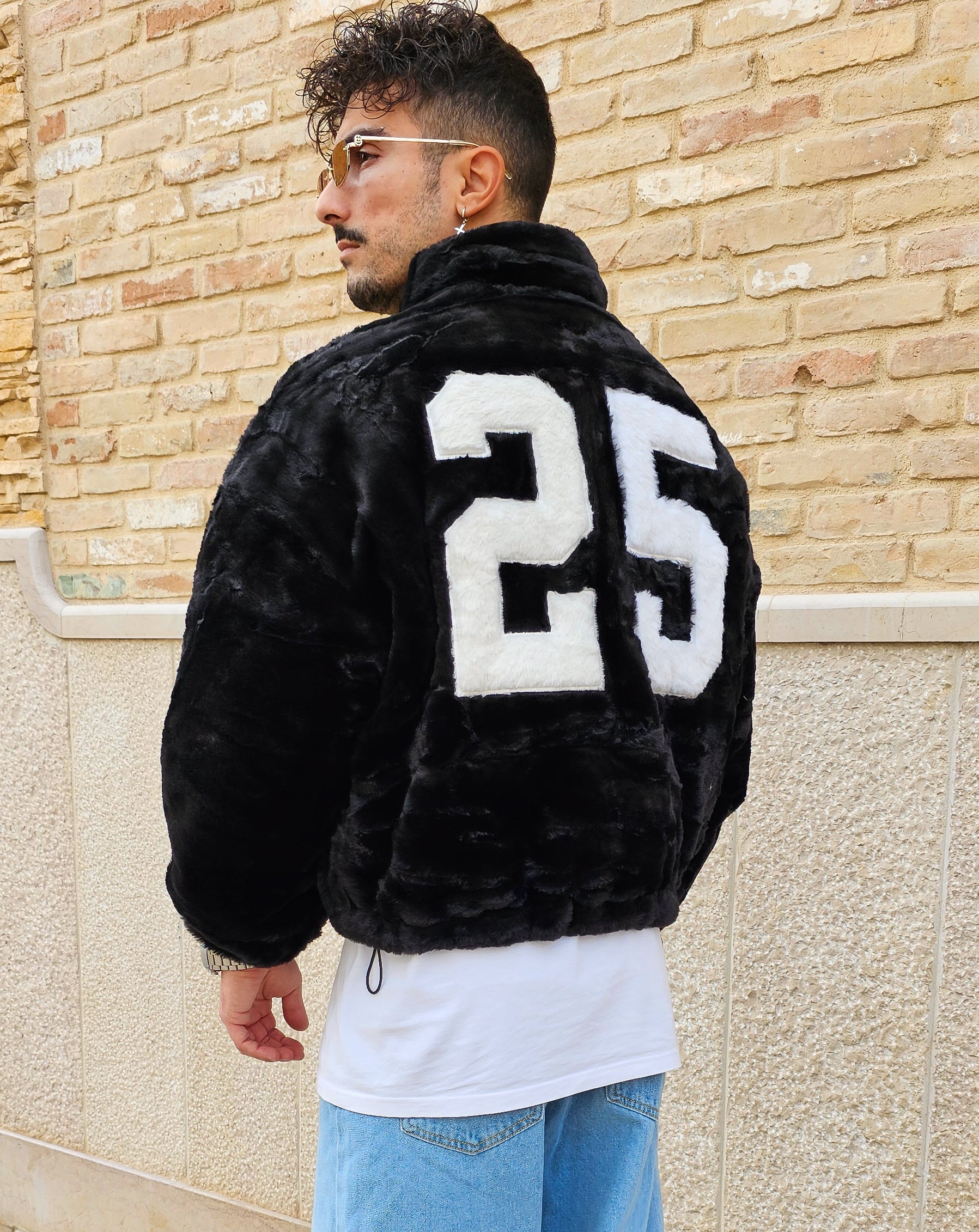 Giubbino Bomber Pelliccia Reversibile Crop