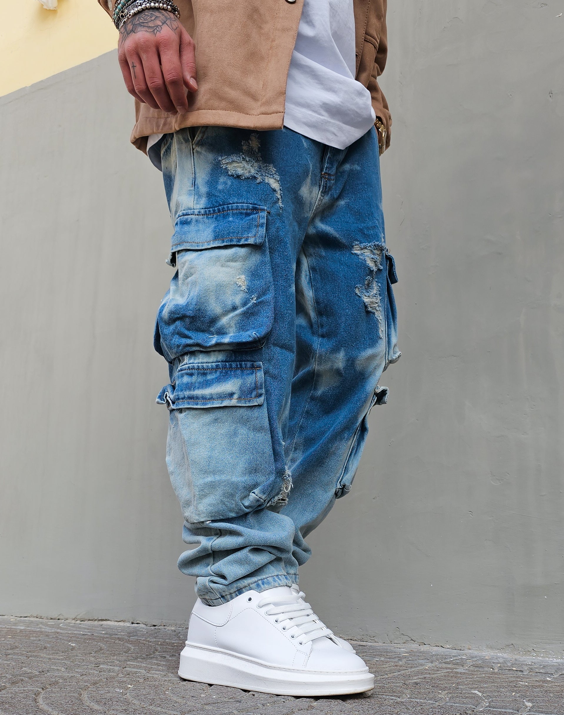 Jeans Cargo Slavato Blue