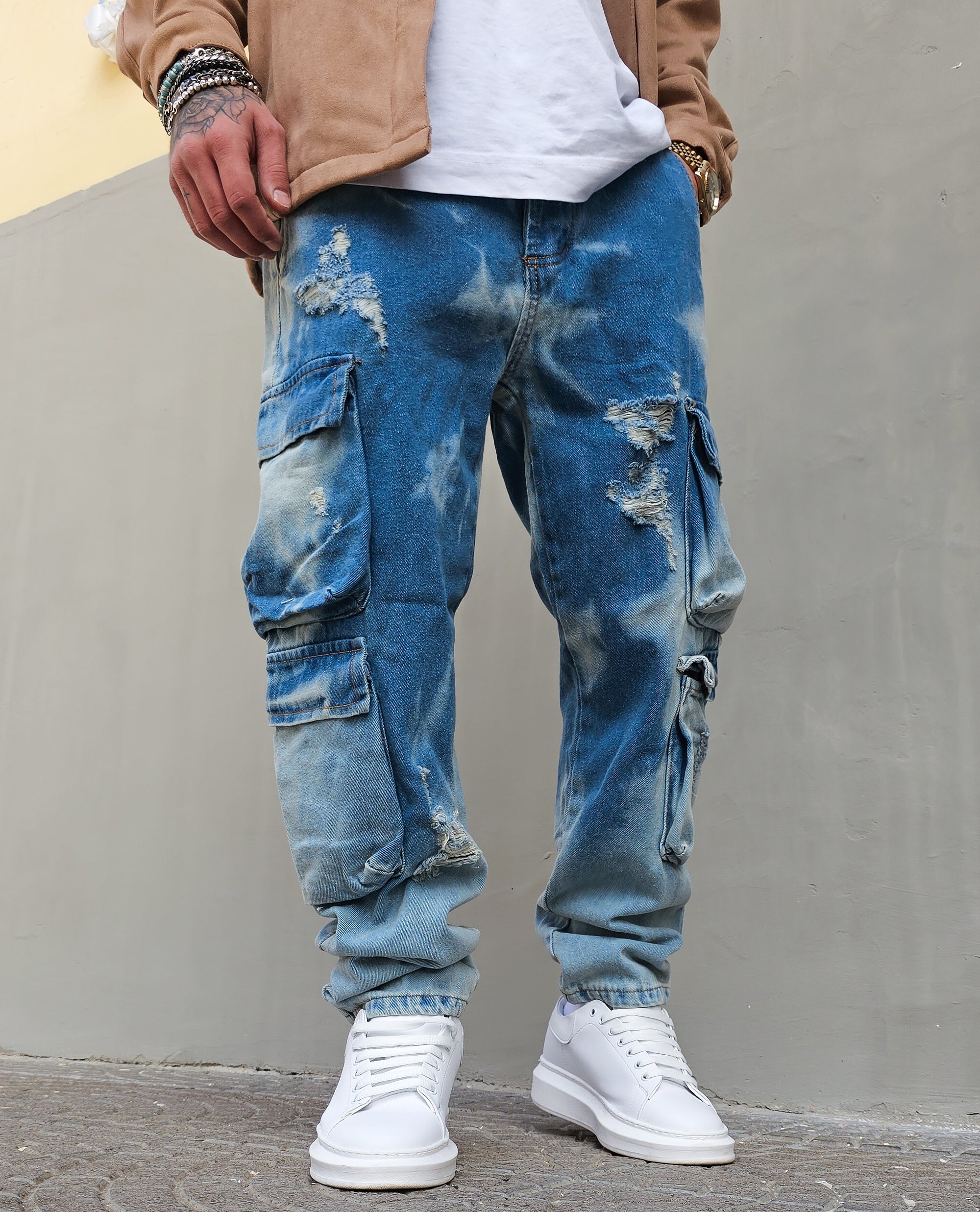 Jeans Cargo Slavato Blue