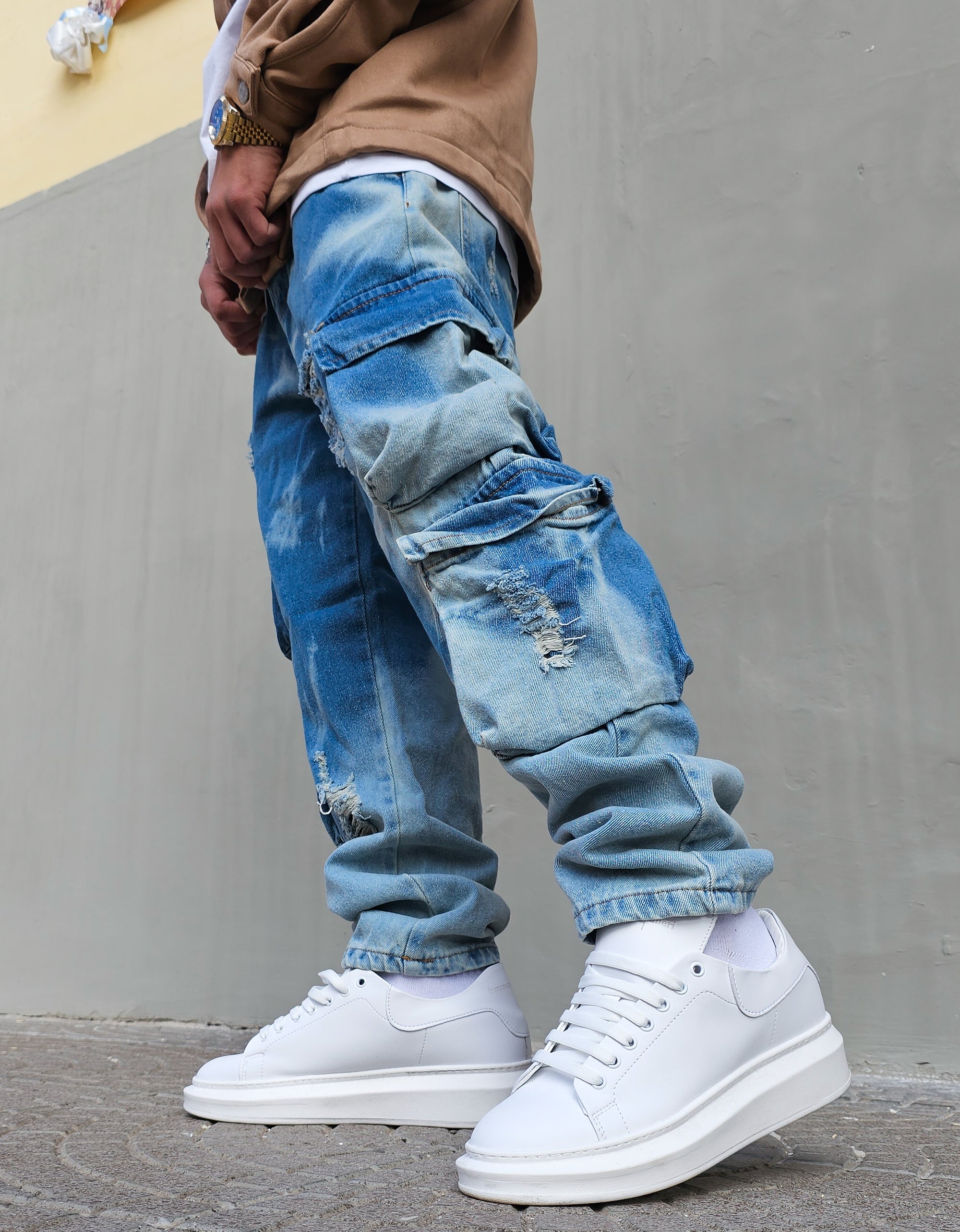 Jeans Cargo Slavato Blue