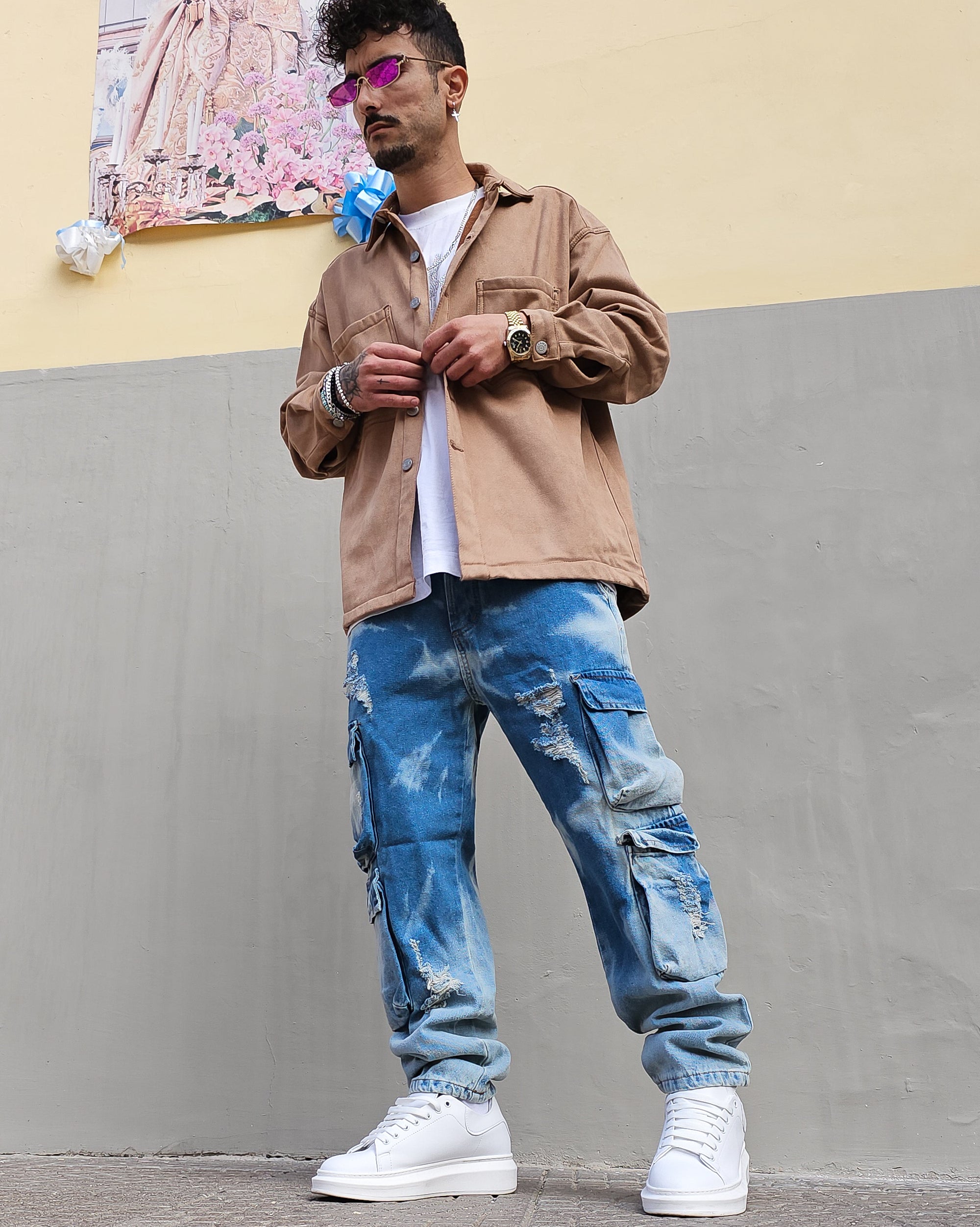 Jeans Cargo Slavato Blue