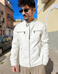 Giacca Biker In Ecopelle Bianco