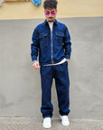 Completo Jeans Baggy Zip Blue