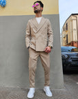 Abito Doppiopetto 6 Bottoni Beige Slim Fit