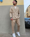 Abito Doppiopetto 6 Bottoni Beige Slim Fit