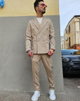 Abito Doppiopetto 6 Bottoni Beige Slim Fit