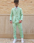 Abito Doppiopetto Verde Acqua Slim Fit