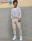 Completo Gilet Beige Slim Fit