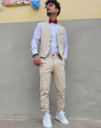 Completo Gilet Beige Slim Fit