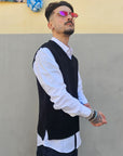 T-shirt Gilet Smanicato In Filo