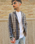 Giacca Monopetto Scozzese Blu