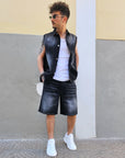 Completo Denim Smanicato Nero