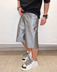 Bermuda Jeans grigio Laminato pantaloncino