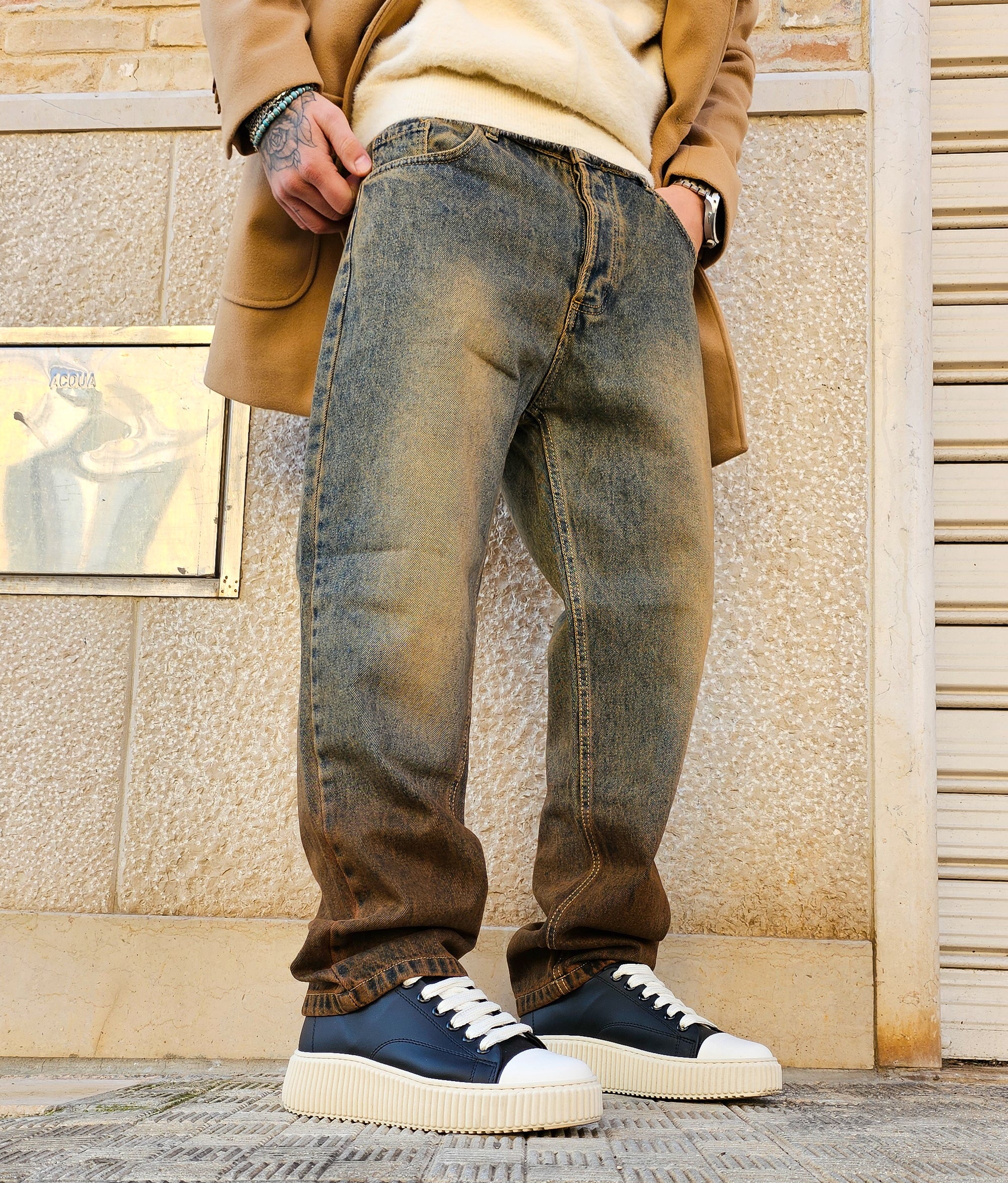 Jeans Baggy Slavato Sabbiato