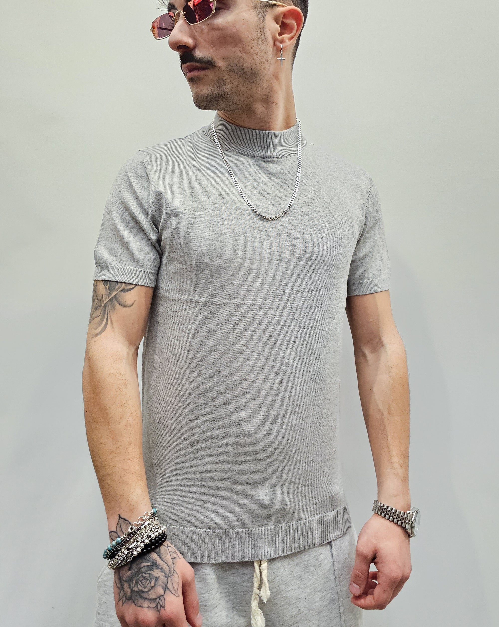 T-shirt In Filo Mezzo Collo