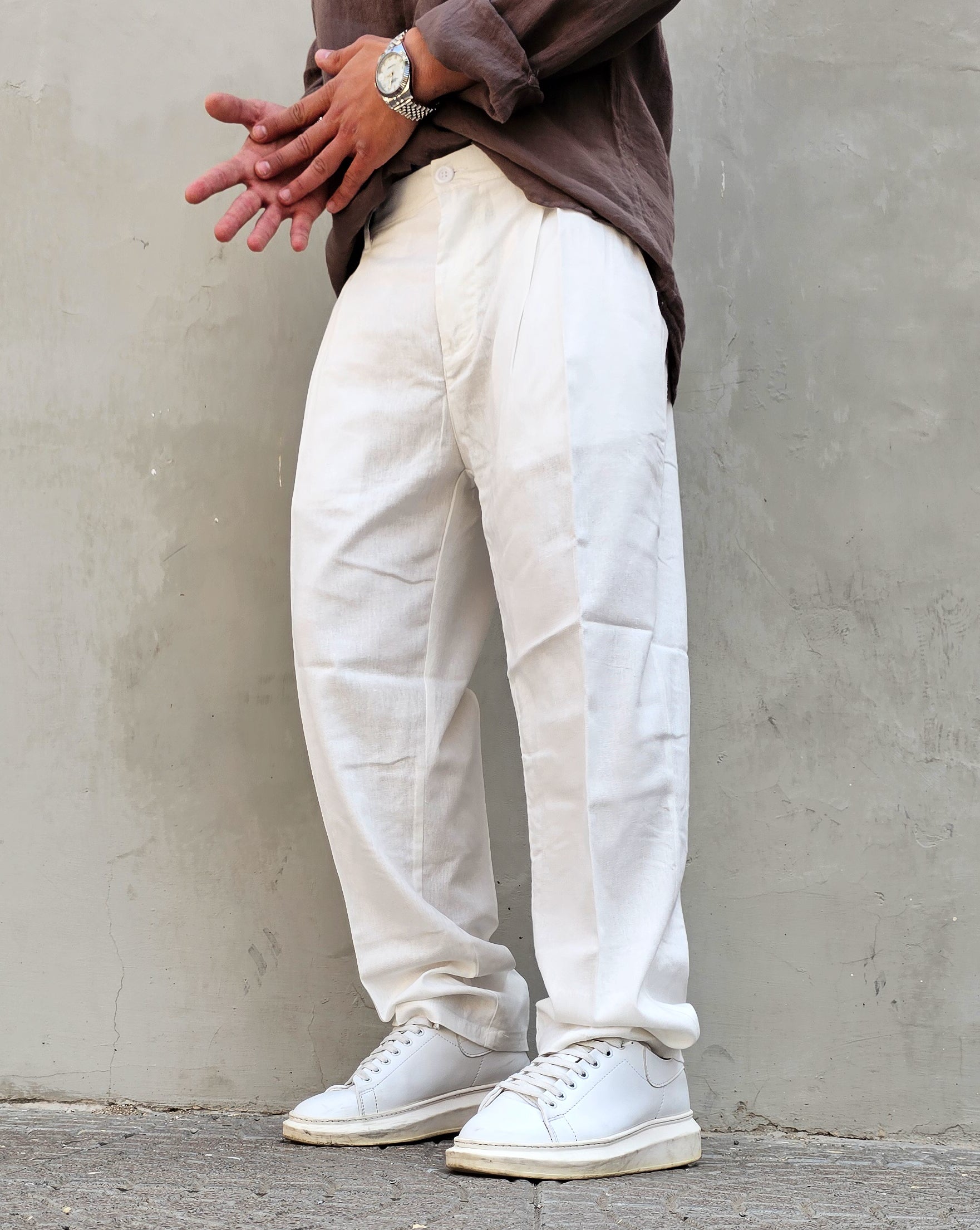 Pantalone Baggy Fit In Lino