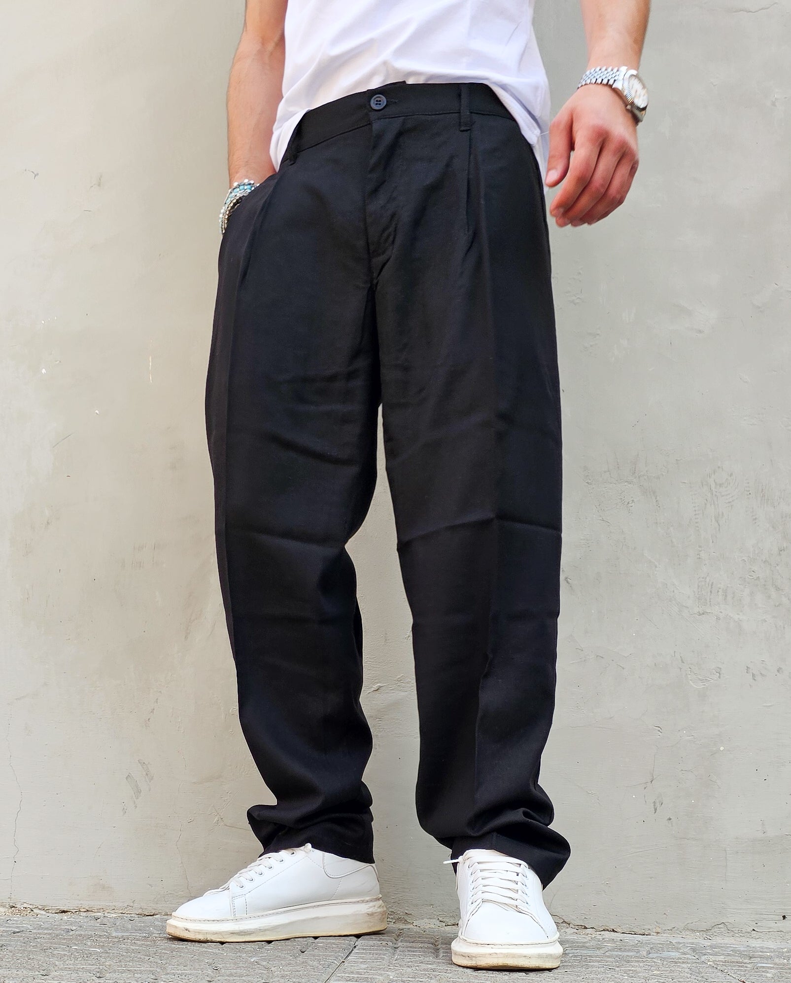 Pantalone Baggy Fit In Lino
