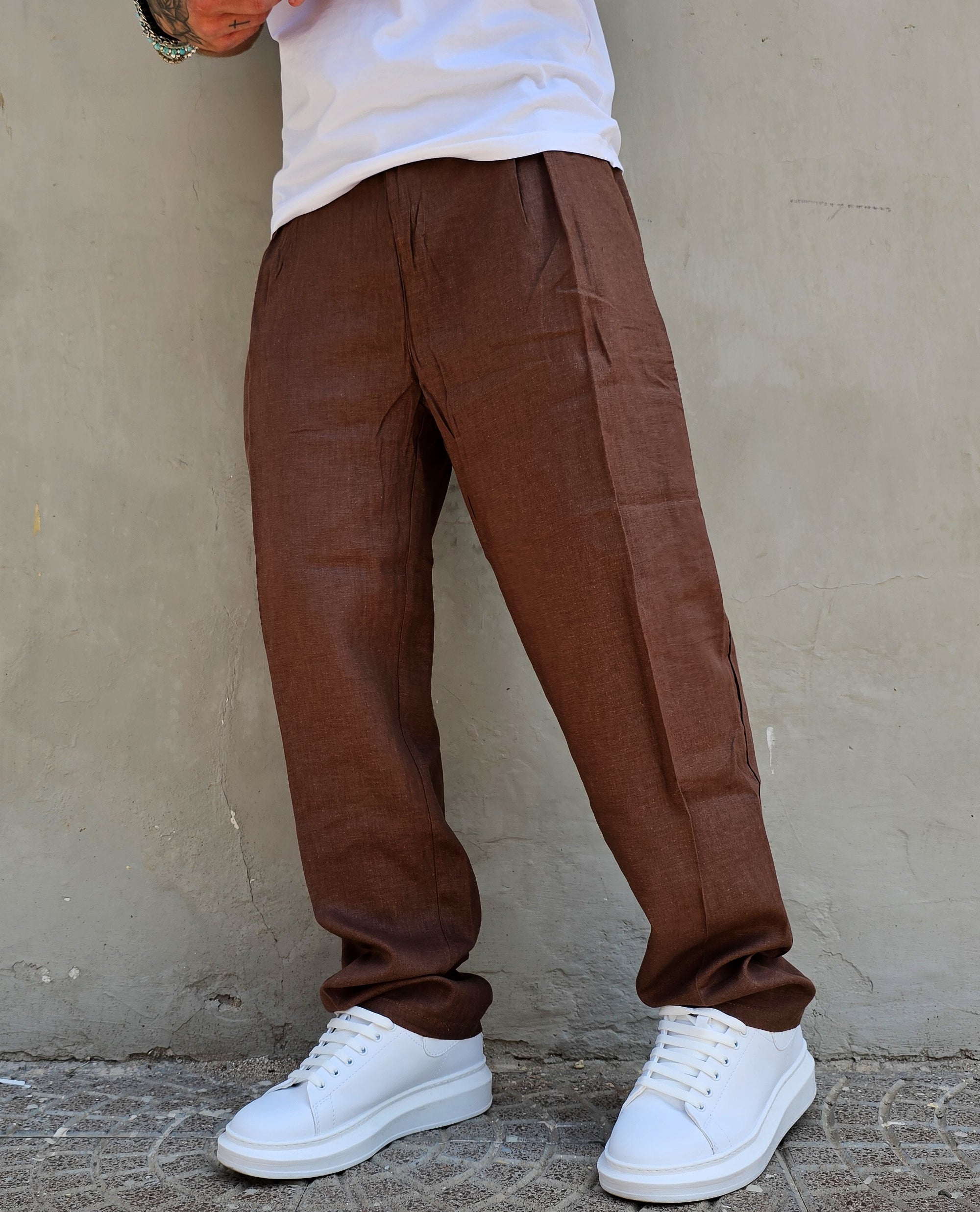 Pantalone Baggy Fit In Lino
