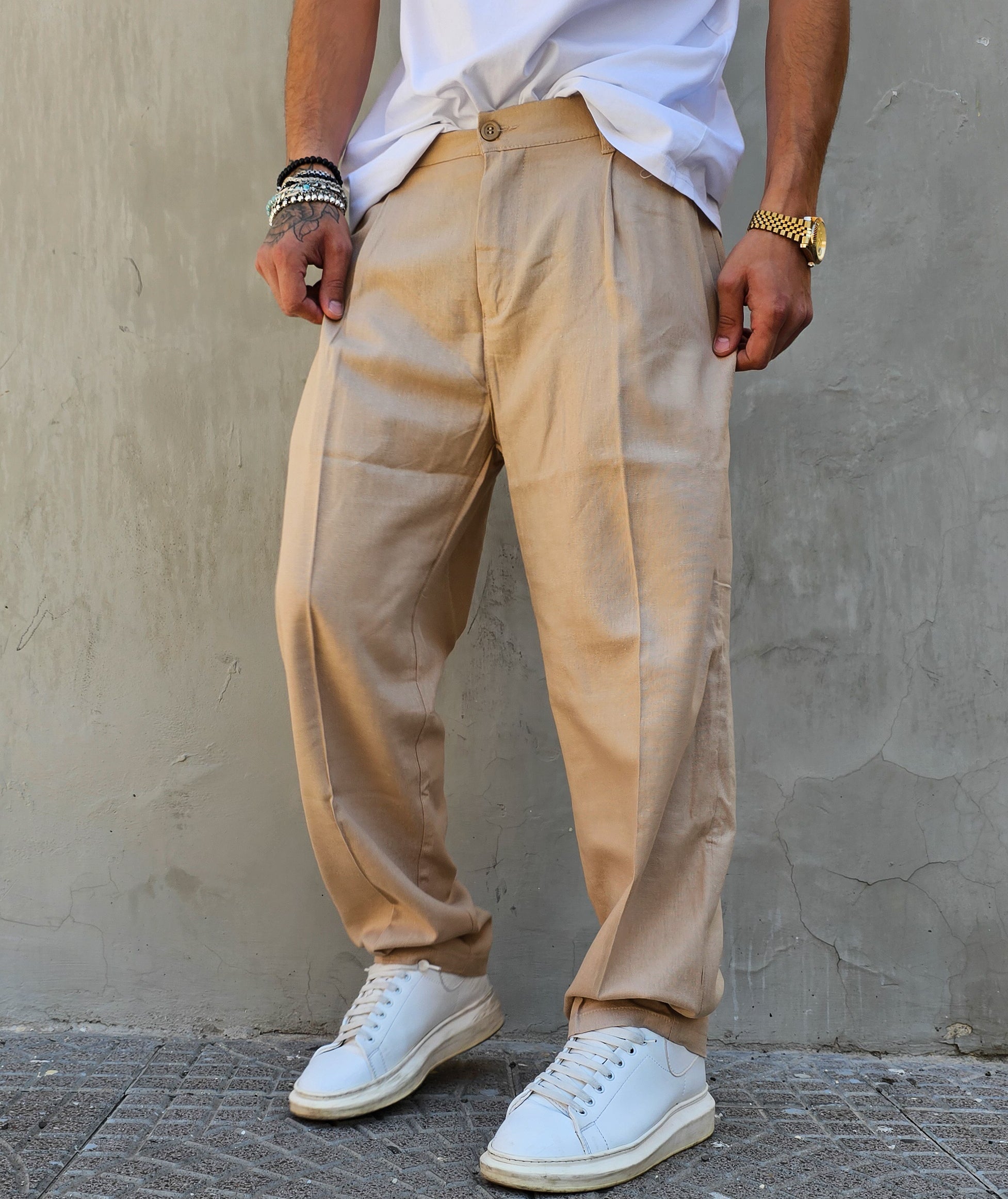 Pantalone Baggy Fit In Lino