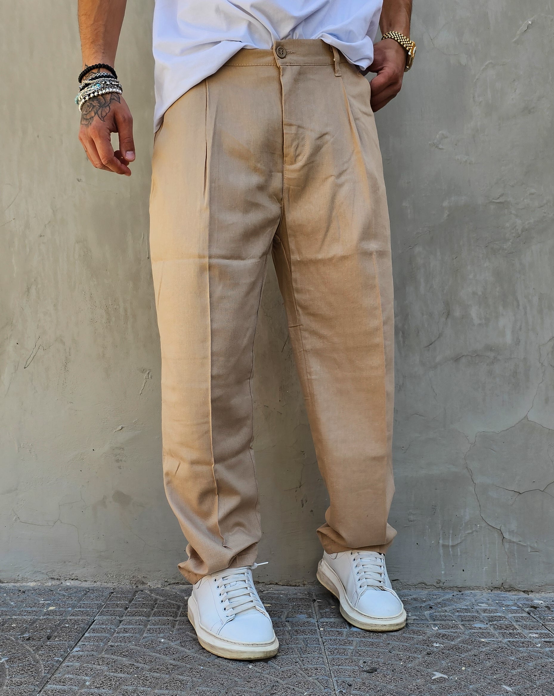 Pantalone Baggy Fit In Lino