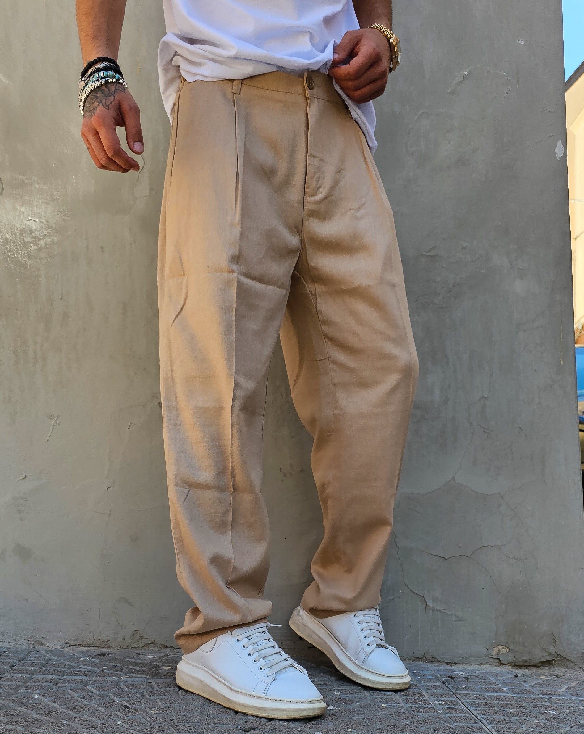 Pantalone Baggy Fit In Lino