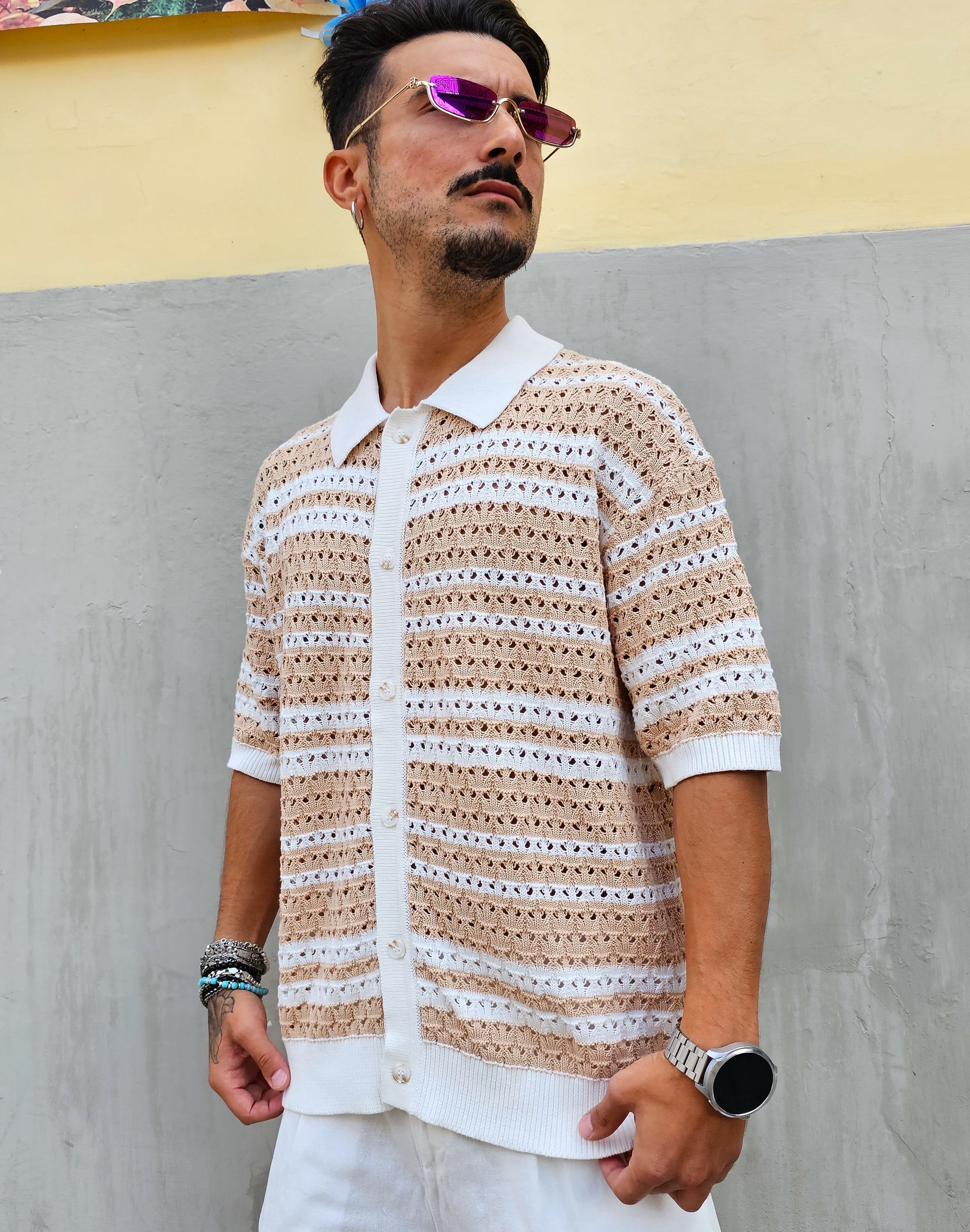 Camicia Traforata Bicolor
