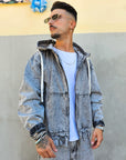 Giacca Jeans Grey Zip